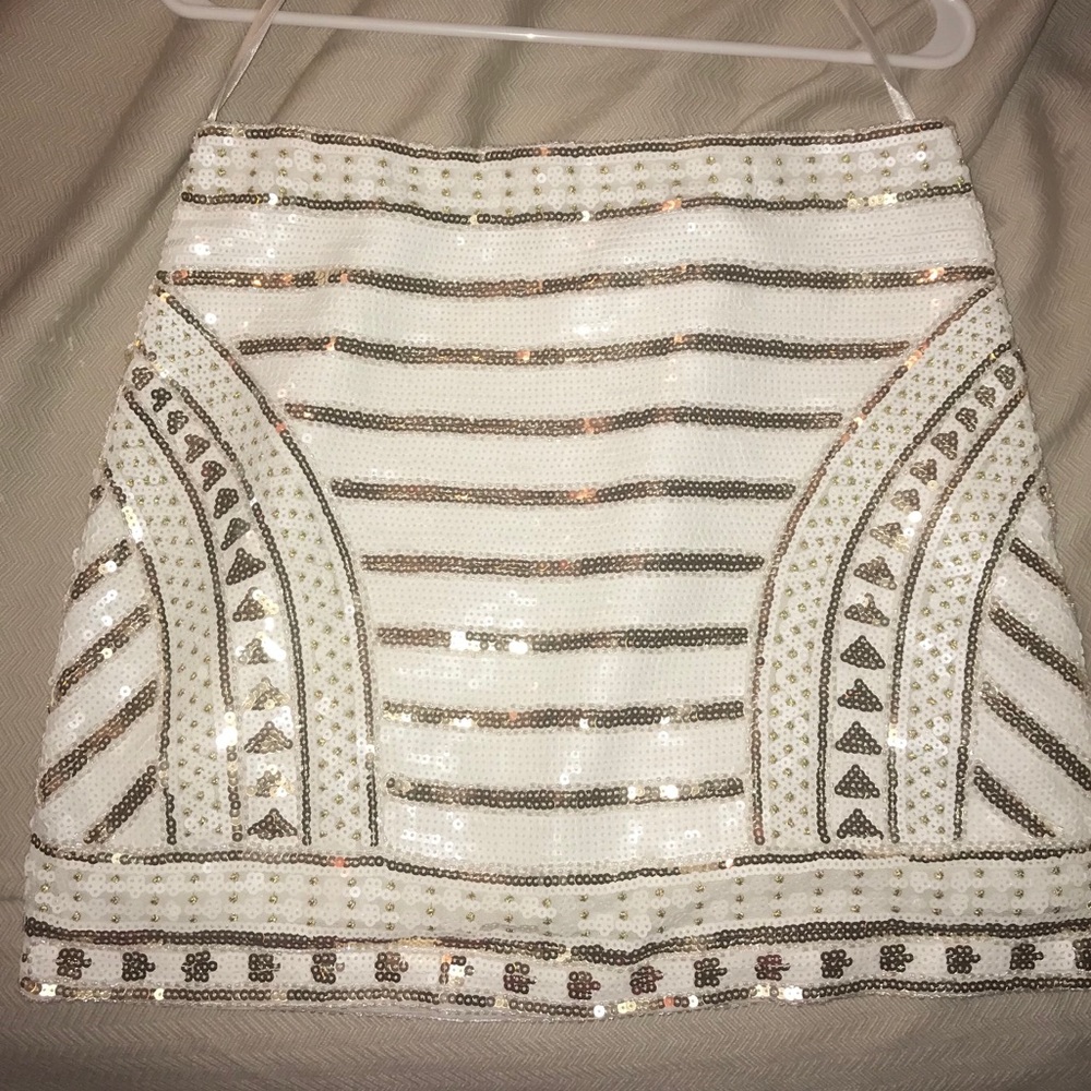 White & Gold sequin mini skirt